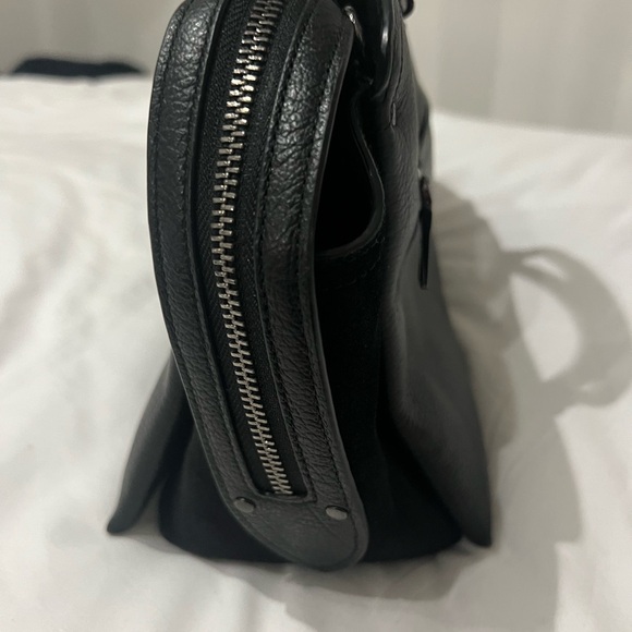 Coach Lane Black Leather and Suede Satchel Crossbody Handbag - Picture 5 of 16